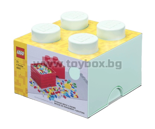 LEGO® кутия за съхранение - Тухличка 4, аква синьо