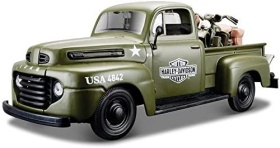 Maisto 1:24 Scale 1948 Ford F-1 Pickup and Harley Davidson 1942 WLA Flathead Diecast Vehicles