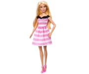 Barbie - Колекционерска кукла: 65-та годишнина, рокля с бели и розови райета