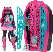 Кукла Monster High Catty Noir с гардероб и 19 изненадващи модни аксесоара,Hauntlywood Mysteries