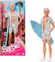 Кукла Barbie The Movie - модна кукла Ken с плажно облекло на розово и зелено райе