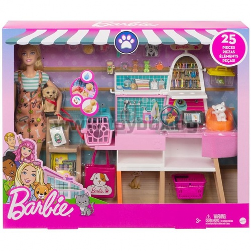 Кукла Barbie - Игрален комплект магазин за домашни любимци