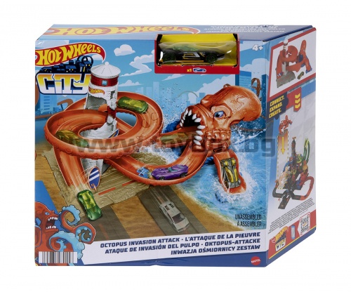 Hot Wheels - Комплект Вражеска атака на чудовища, Octopus Invasion Attack