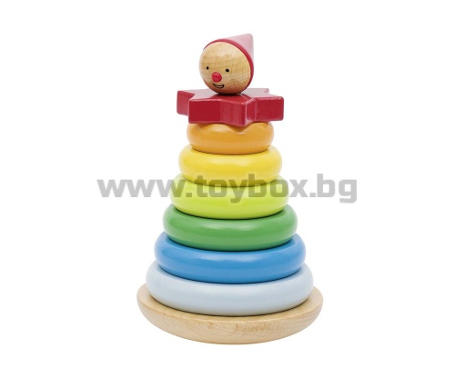 Дървена играчка за сортиране (низанка) Клатушкащо се човече Goki