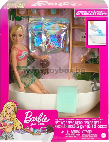 Кукла Barbie - Игрален комплект Барби с вана и конфети