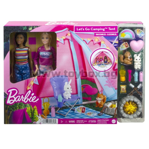 Игрален комплект Barbie  на къмпинг с две кукли и палатка