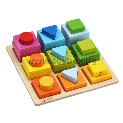 Дървени блокчета с различна геометрична форма