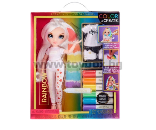 Кукла Rainbow High - Color & Create Fashion Doll, с дълга леко къдрава коса