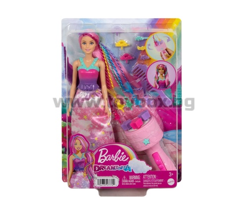 Кукла Barbie - Комплект с машинка за плитки и аксесоари за прически