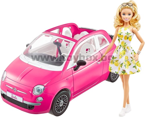 Игрален комплект кукла Barbie с розова кола Fiat 500