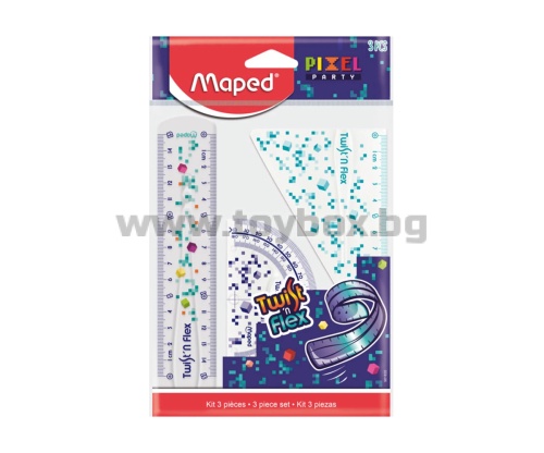 Комплект за чертане от 3 части MAPED Pixel Party twistnflex, гъвкав, 15 см