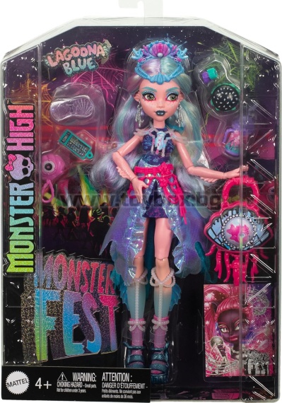 Кукла Monster High Lagoona Blue с бляскаво фестивално облекло и фестивални аксесоари