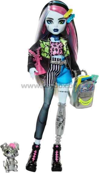 Модна кукла Monster High, Frankie Stein с аксесоари и домашен любимец кученцето Уотзи