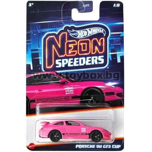 Метална количка Hot Wheels Neon Speeders, Porsche 911 GT3 Cup