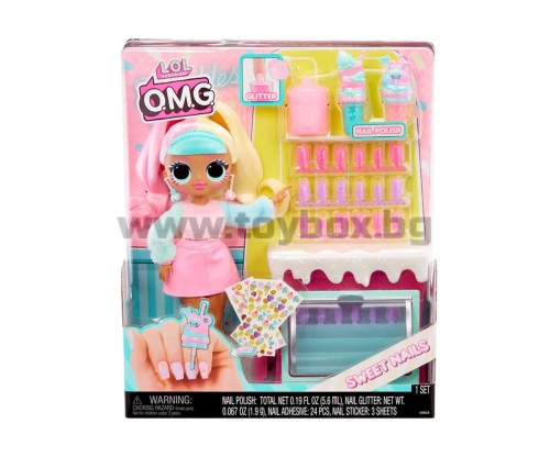 Кукла L.O.L. Surprise - OMG с аксесоари за модерен маникюр Sweet Nails™, Candylicious Sprinkles Shop