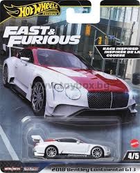 Метални колички Hot Wheels Fast and Furious, 2018 Bentley Continental GT3