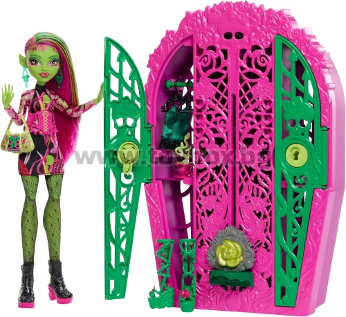 Кукла Monster High Venus McFlytrap с гардероб и 19 изненадващи модни аксесоара,Garden Mysteries