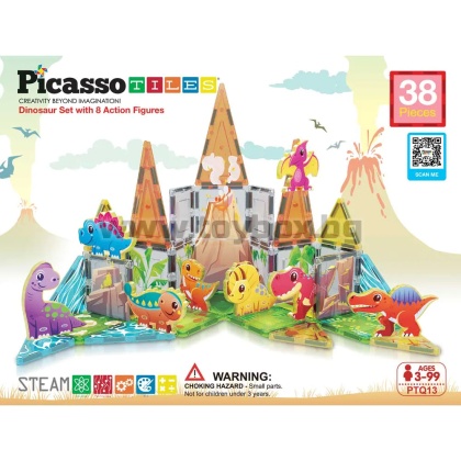 Picasso STEAM Магнитен конструктор Динозаври 38 части