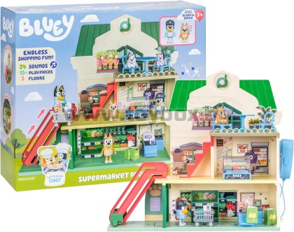 Комплектът за игра „Супермаркет с 3 различни нива и ексклузивни фигурки на Блуи и Бинго