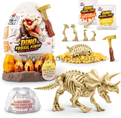 Zuru ROBO ALIVE - Dino Fossil Find Amber Adventure, трицератопс