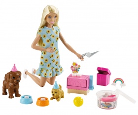 Кукла Barbie - Игрален комплект: Парти с кученца