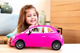 Игрален комплект кукла Barbie с розова кола Fiat 500