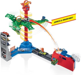 Hot Wheels Air Attack Dragon Motorized Playset with Flying Nemesis, Different Sound FX Combinations, One 1:64 Scale Vehicle, Gift Idea for Kids 3 Years Old & Up
