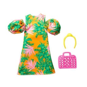 Моден пакет дрехи за кукли Barbie, тропическа рокля с отворени рамене
