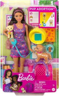 Кукла Barbie - Игрален комплект с осиновено кученце