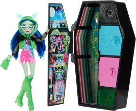 Кукла Monster High Ghoulia Yelpsi с гардероб и 19 изненадващи модни аксесоара,серия неон