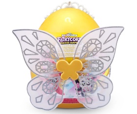 Рейнбоукорнс Fairycorrn Princess: Плюшена изненада, бяла корона със жълто сърце и крила със сребърен кант