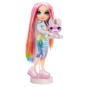Блестяща кукла Rainbow High Amaya в комплект със слайм и домашен любимец