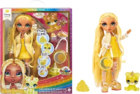 Блестяща кукла Rainbow High Съни в комплект със слайм и домашен любимец