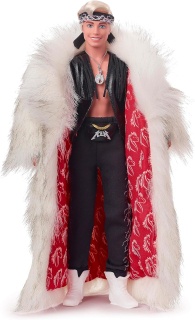 Кукла Кен в палто от изкуствена кожа и черна жилетка с ресни – филмът Барби