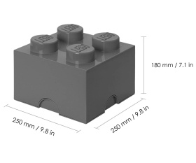 LEGO® кутия за съхранение - Тухличка 4, циментено сива
