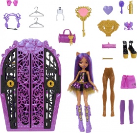 Кукла Monster High Clawdeen Wolf с гардероб и 19 изненадващи модни аксесоара,Monster Mysteries