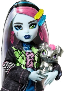 Модна кукла Monster High, Frankie Stein с аксесоари и домашен любимец кученцето Уотзи