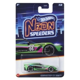 Метална количка Hot Wheels Neon Speeders, Corvette C7 Z06