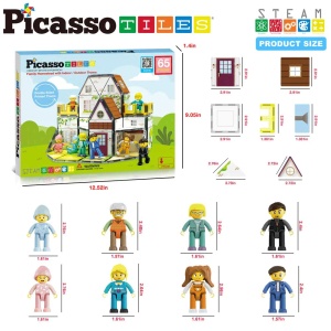 Picasso STEAM Магнитен конструктор Семейна къща - двустранни плочки 65 части
