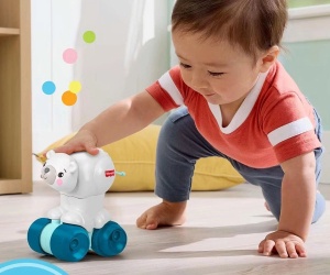 Играчка за бутан Fisher Price, бяла мечка
