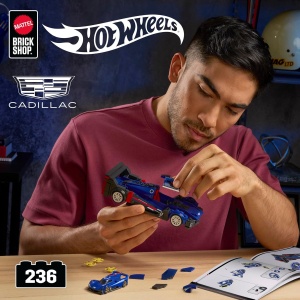 Mattel Brick Shop Комплект за сглобяване на Hot Wheels Cadillac Project GTP Hypercar с 236 части