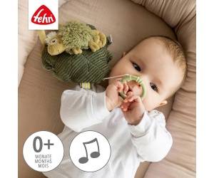 babyFEHN - Мека музикална играчка Хамелеон Lazy, Crazy & Pink, 14 см