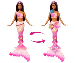 Кукла Barbie - Вълшебна русалка с цветна магия, брюнетка