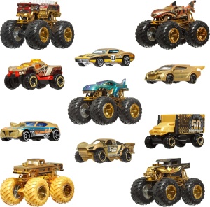 Колекция от колички и камиони Hot Wheels Monster Trucks Trophy Champions -златна колекция