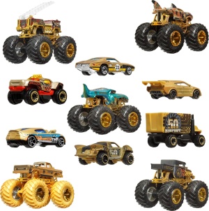 Колекция от колички и камиони Hot Wheels Monster Trucks Trophy Champions -златна колекция