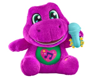 Fisher Price - Барни музикална плюшена фигурка с микрофон, 26 см