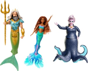 Кукли Mattel Disney Ариел -  Крал Тритон, Урсула и Ариел