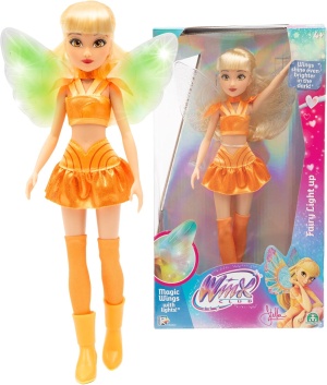 Кукла Winx Fairy със светещи крила - Стела с блестящ костюм 