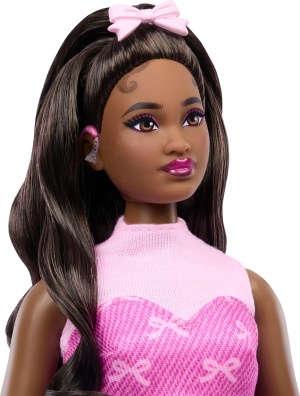 Кукла Barbie Deluxe Style -комплект от розов дънков топ и пола с щамповани панделки