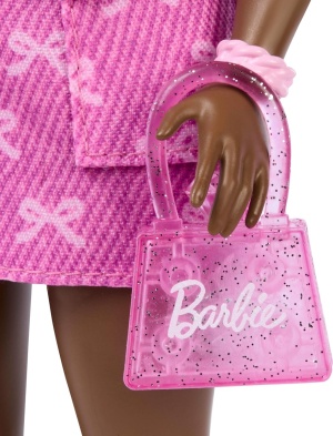 Кукла Barbie Deluxe Style -комплект от розов дънков топ и пола с щамповани панделки